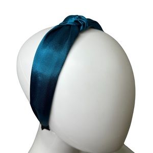Teal / Turquoise Blue Satin Fabric Knot headband